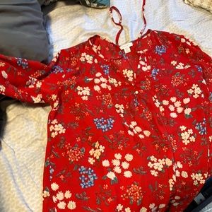 Red blouse floral